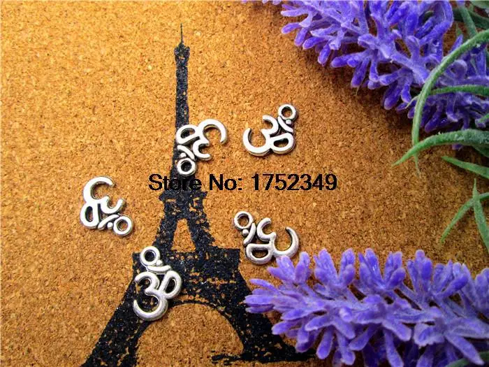 

120pcs/lot OM charms 10.5 x 16mm antique Silver tone ohm Pendant Necklace Yoga Zen