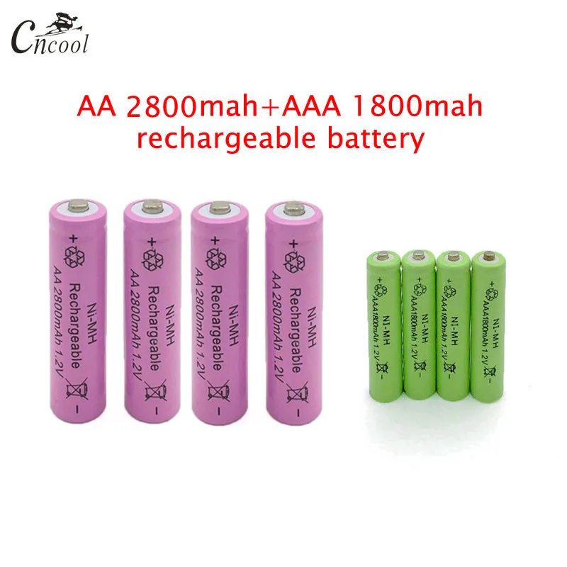 20 pcs AA 2800 mAh Ni MH Перезаряжаемые батареи + шт ААА 1800 батареи|Перезаряжаемые батареи| |