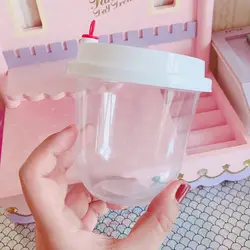 Цилиндрический контейнер для хранения с крышкой прозрачный пластиковый органайзер чашка для молока и чая для пены ошламованная смесь