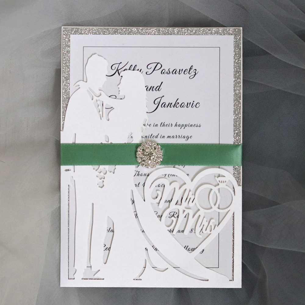  10pcs/lot Hollow Laser Cut Wedding Invitations Elegant Engagement Wedding Invitation Card Envelope  - 33052081591
