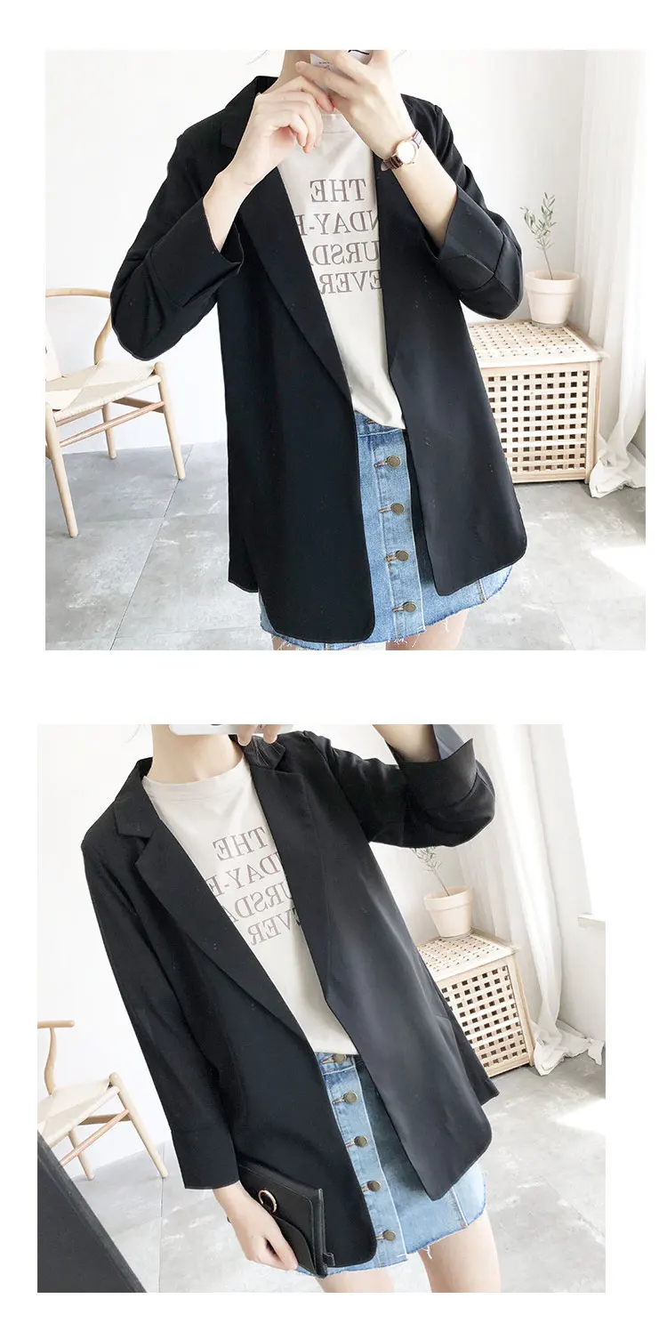 Блейзер Женский Элегантный однотонный длинный рукав шифоновый пиджак размера плюс деловой пиджак черный белый весна осень офисный женский пиджак