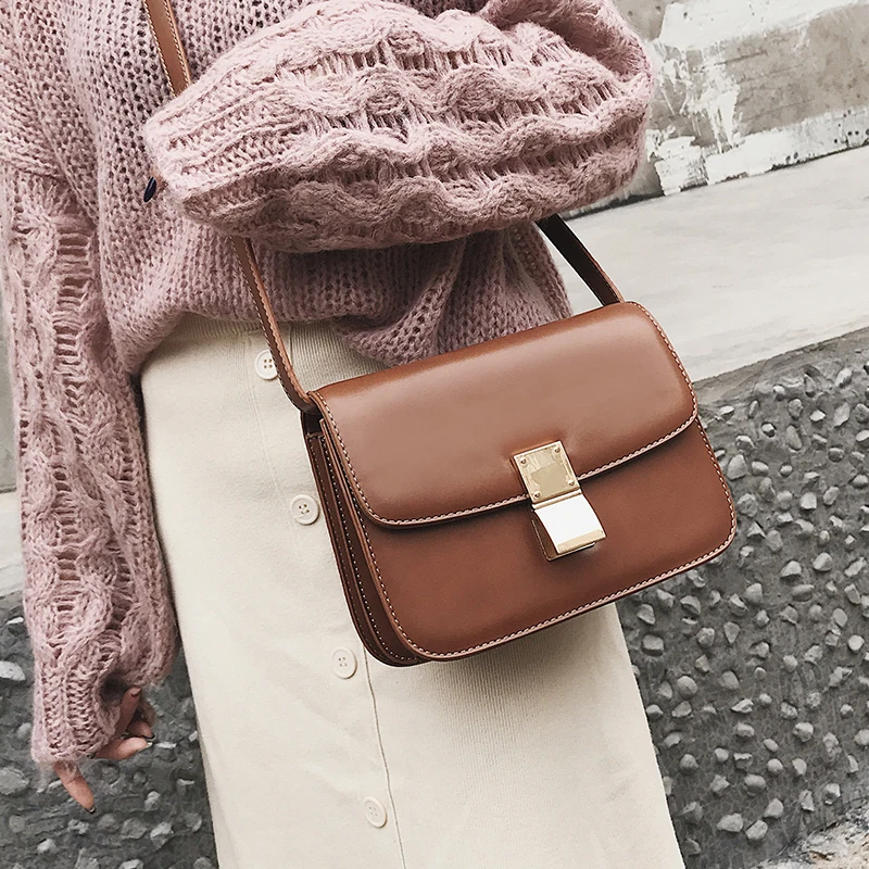  European Vintage Fashion Female Square Bag 2018 New High quality PU Leather Women's Handbag Simple  - 32945028841