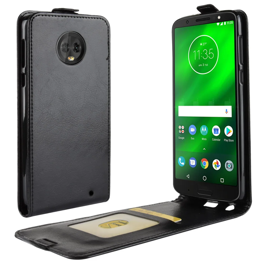 

Luxury Vertical PU Leather Flip Wallet Case Cover For Motorola Moto G6 Plus UP DOWN Cell Phone housing Bag with Photo Frame