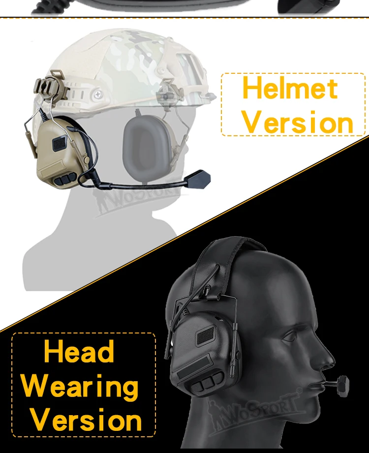 Tactical Communication Headset Outdoor Shooting Airsoft CS Headphone Head Wearing Version & Helmet Version Headphones