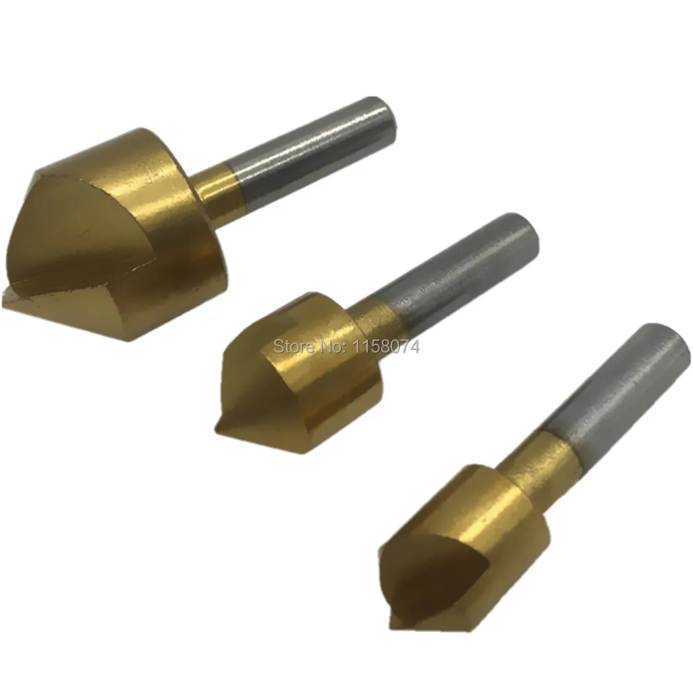 3pcs Single Flute 90 Degree Edge Chamfer Countersink Drill Bit End Mill