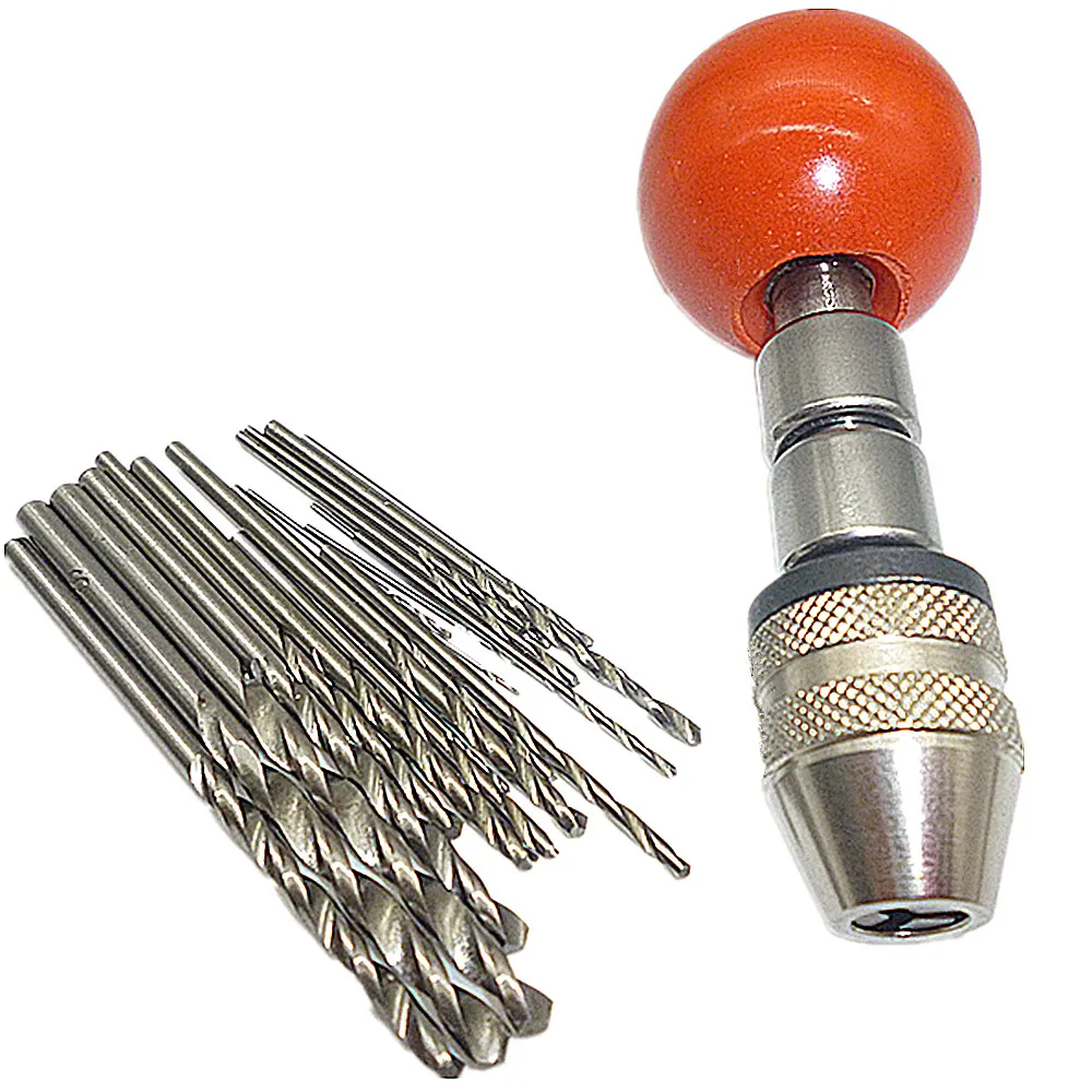 25pc Hss Mini Micro Drill Bits 0.5 3mm W/ Hand Drill Jewelry Beading