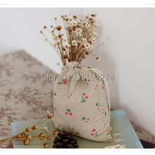 9x12 см 50 шт. принт вишенок хлопок мини сумки Свадебные Подарочные сумки