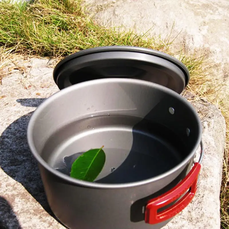 Acero inoxidable al aire libre pote utensilios de cocina 3L gran capacidad plegable mango antiadherente Pot Camping Picnic vajilla
