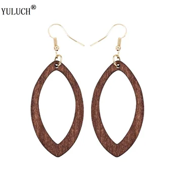 

YULUCH 1 Pair Retail Natural Wooden Earrings Hollow Water Drop Wooden Earrings Simple Cute Style For Women Girls Party Jewelry