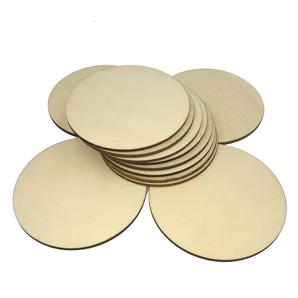 10-80 мм круглый диск необработанный деревянный круг деревянные детали деревянные вырезы украшения для рукоделия принадлежности лазерная гравировка резьба