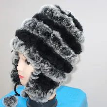 Тепловой рекс кролика волосы мех трикотажные ухо протектор крышка Женщин