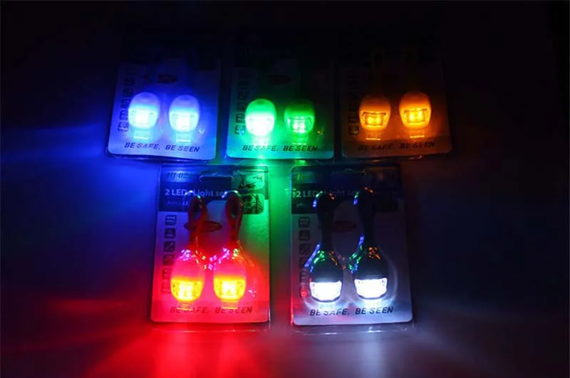 Discount Wholesale 20pcs Silicone Bicycle Bike Front Rear Wheel Double LED Flash Light C Accessories 3