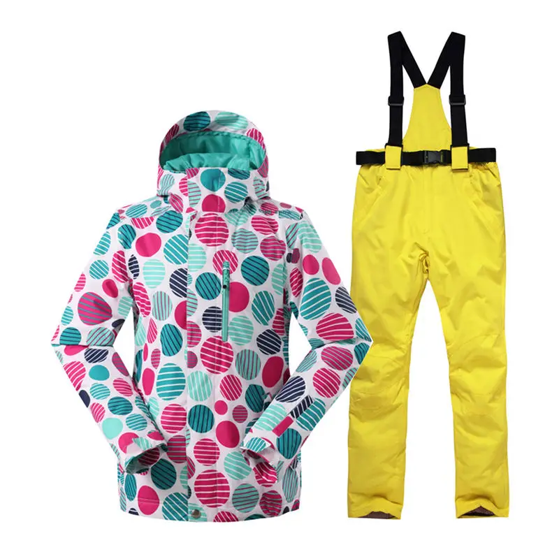 Женская зимняя одежда, уличная спортивная одежда, комплекты для сноубординга, водонепроницаемые ветрозащитные лыжные куртки и зимние штаны с поясом