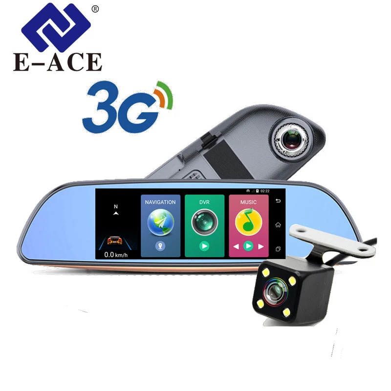 

E-ACE D07 Android 3G 7Inch Europa GPS Navigation Wifi Car Dvr 1080P Navigator Tracher Video Recorder Rearview Mirror For Tourism