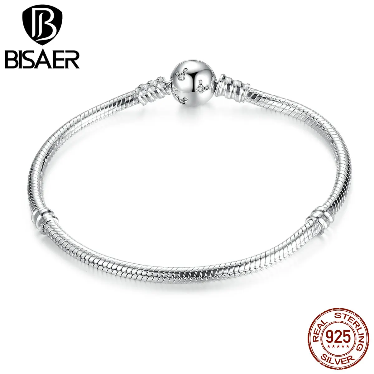 

Authentic 925 Sterling Silver Snake Chain Dsny, Miky Basic DIY Charm Bracelet & Bangles for Women DIY Fine Silver Jewelry GOS912