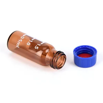 

5 Pcs 2ml Brown Graduated Sample Vials Blue Screw Cap Screw On Cover Lid Graduated Round Glass Reagent Bottle Graduation Vials