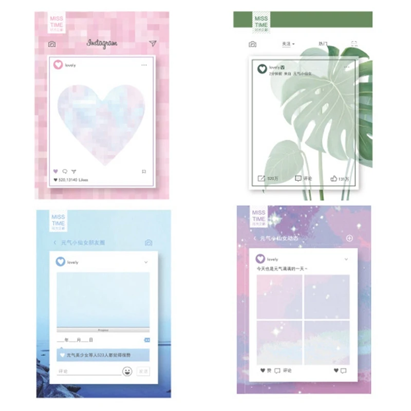 

Creative INS Style Sweet Girl Series Memo Pad Pink Girl Heart N Times Sticky Notes Notepad Bookmark Stationery Gift