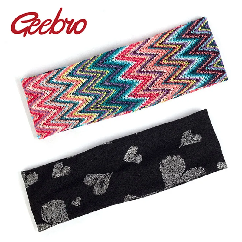 Bohemia Hairband For Women Flat Headband Vintage Colorful Print Elastic Bands Headwear Hair