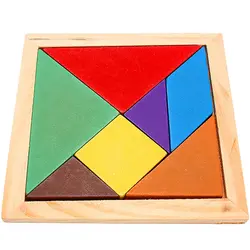 Новый Радуга Цвет Tangram Детей раннего образования игрушки милые дети Конструктор из дерева мультфильм печати кубики подарки на новый год