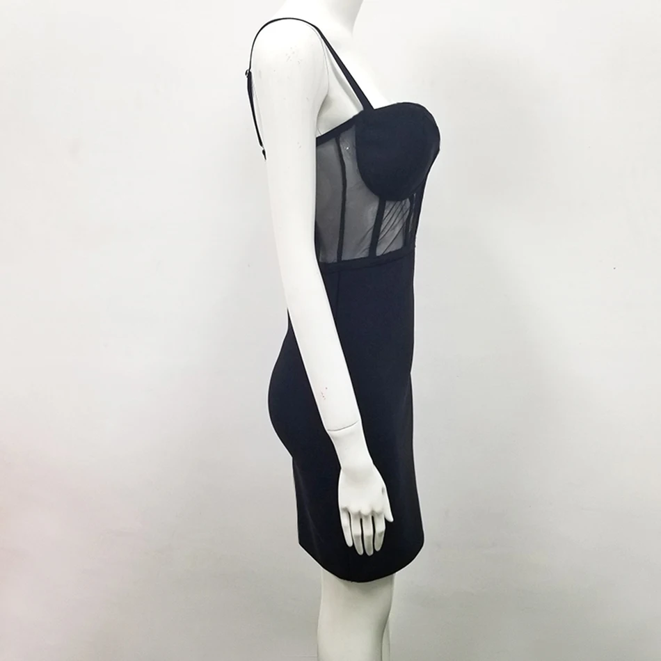 Лето новое модное сексуальное черное Сетчатое облегающее вискозное Бандажное Платье женское элегантное платье для вечеринок и ночных клубов