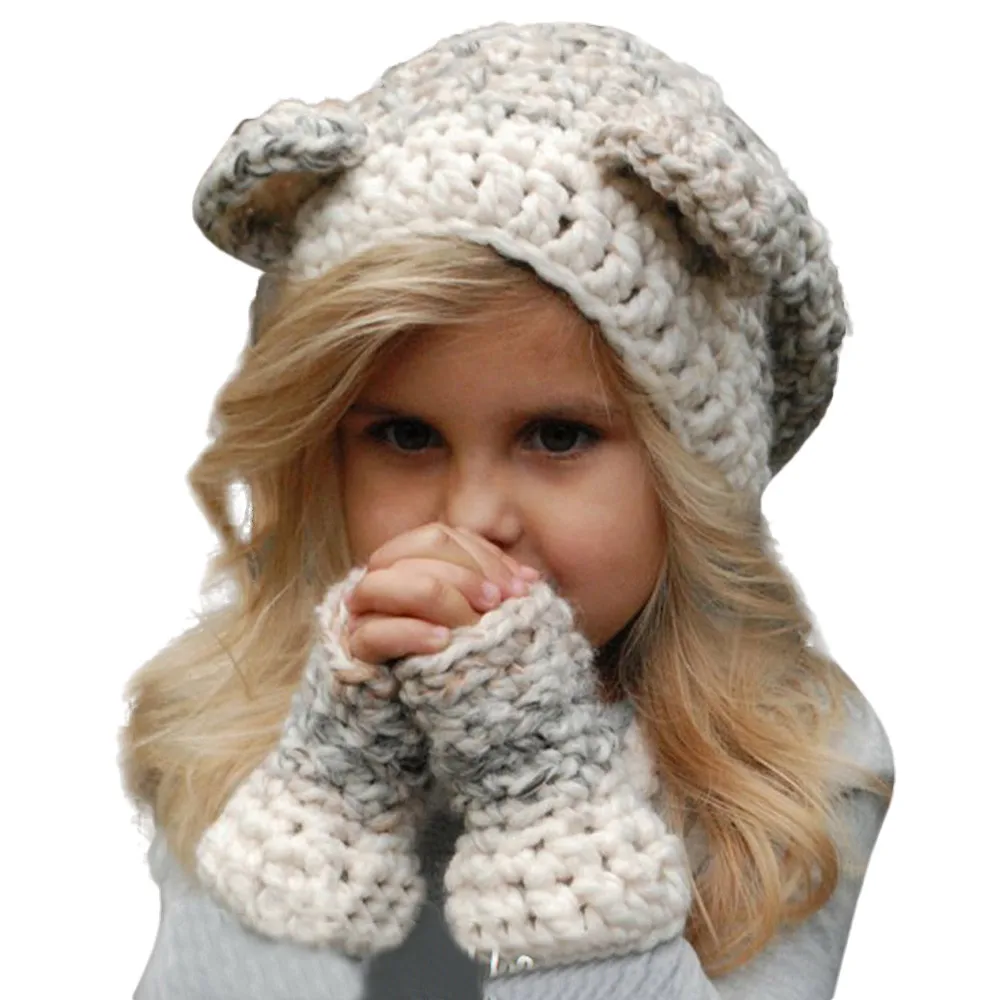 

Kids Girls Caps Winter Warm Owl Cute Hat Knitted Hood Scarf Beanies For Children 2018 Brand Toddler Boy Girls Knit Hats 1030