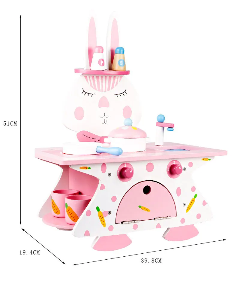 Деревянные детские имитация кролик кухонные принадлежности деревянные кухонные игрушки набор