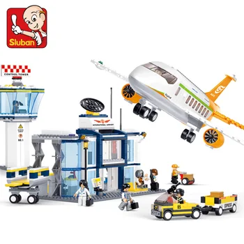 

SLUBAN 0367 678PCS Model building kits compatible with lepining city plane Airport 3D blocks Educational toys hobbies for KIDS