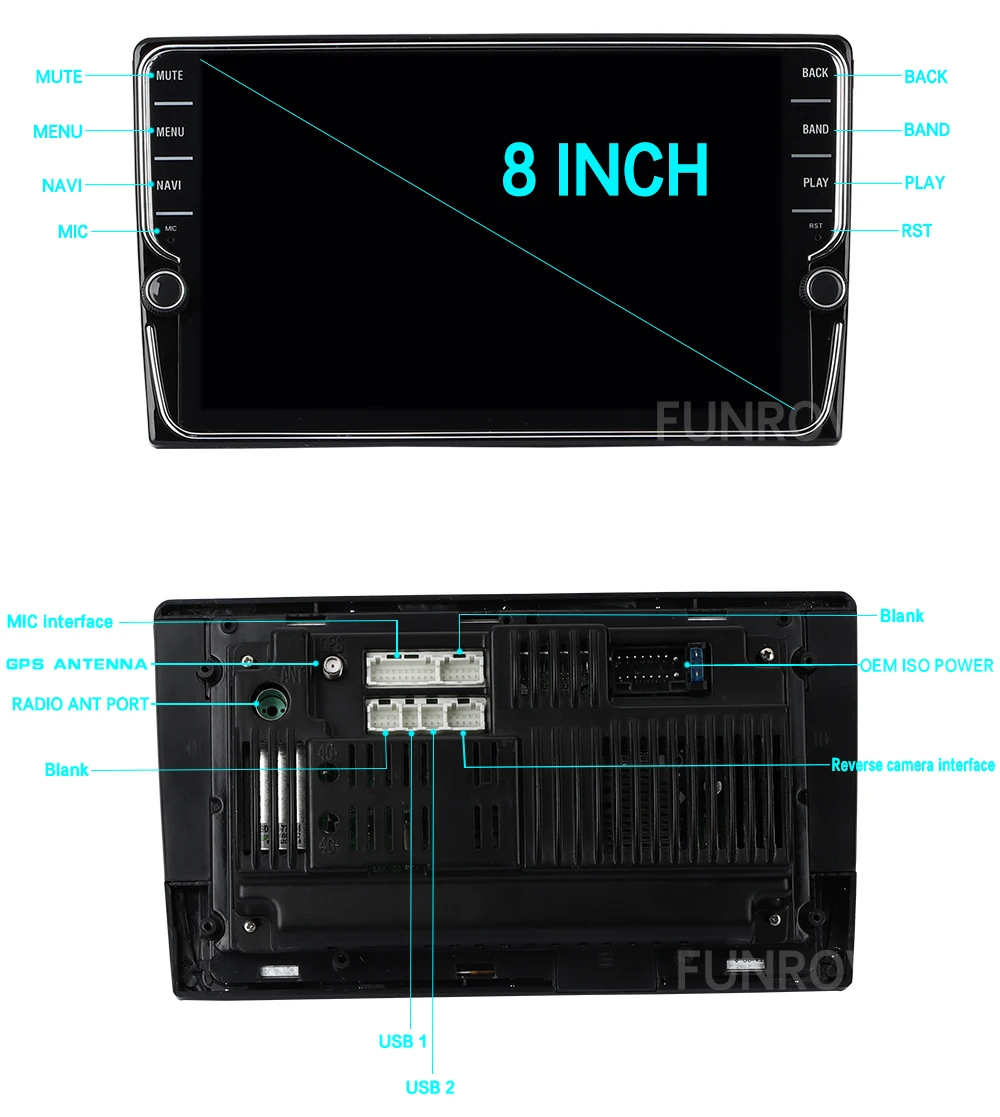 Sale Funrover 8" IPS Android 8.0 Car Dvd Gps multimedia For Ford Focus 2 Wifi video player in dash radio tape recorder rds stereo usb 20