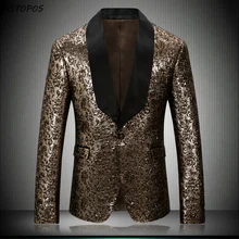 Золотой пиджак-смокинг, роскошный блестящий золотой блейзер для выпускного вечера,, сценические костюмы для певцов, для свадьбы, 4XL, Блейзер, Hombre, приталенный