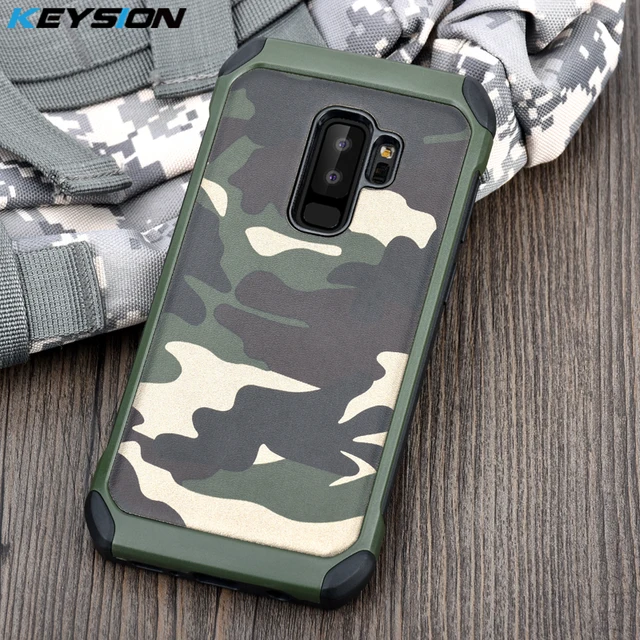Cheap KEYSION Case for Samsung Galaxy S9 S9 Plus Army Camo Camouflage Pattern PC+TPU 2 in 1 Anti-knock Back Cover for Samsung S9 S9+