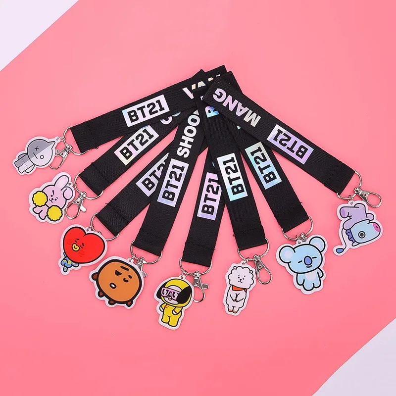Kpop BTS Laser Lanyard Keychain TATA COOKY SHOOKY Pendant Cute Phone