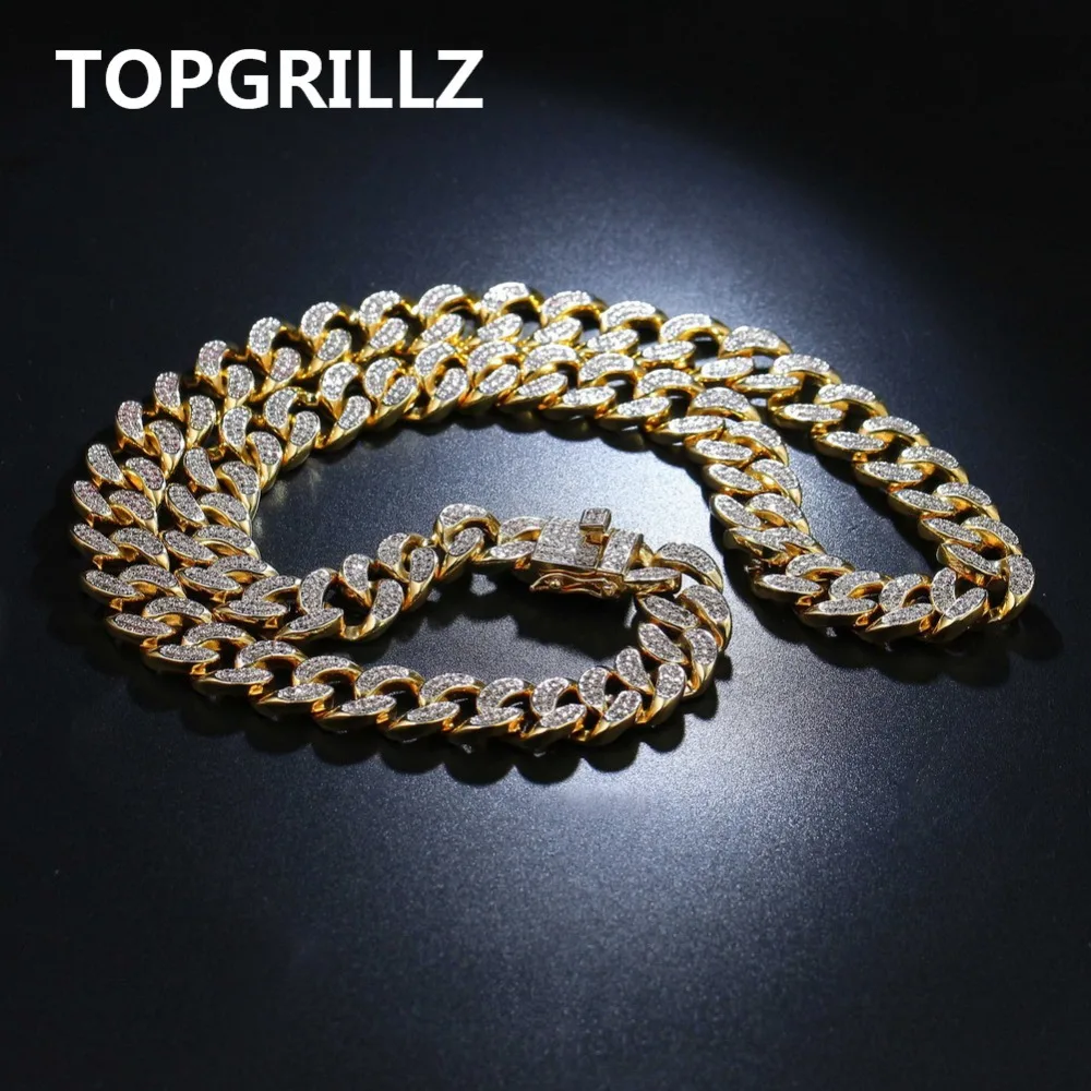 Мужская кубинская цепочка TOPGRILLZ ювелирное изделие в стиле хип хоп с инкрустацией
