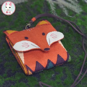 

Fox shaped Non-woven fabric Felt DIY craft Kit bag for Sewing wallet Card package 10*12cm handmade felt fabric