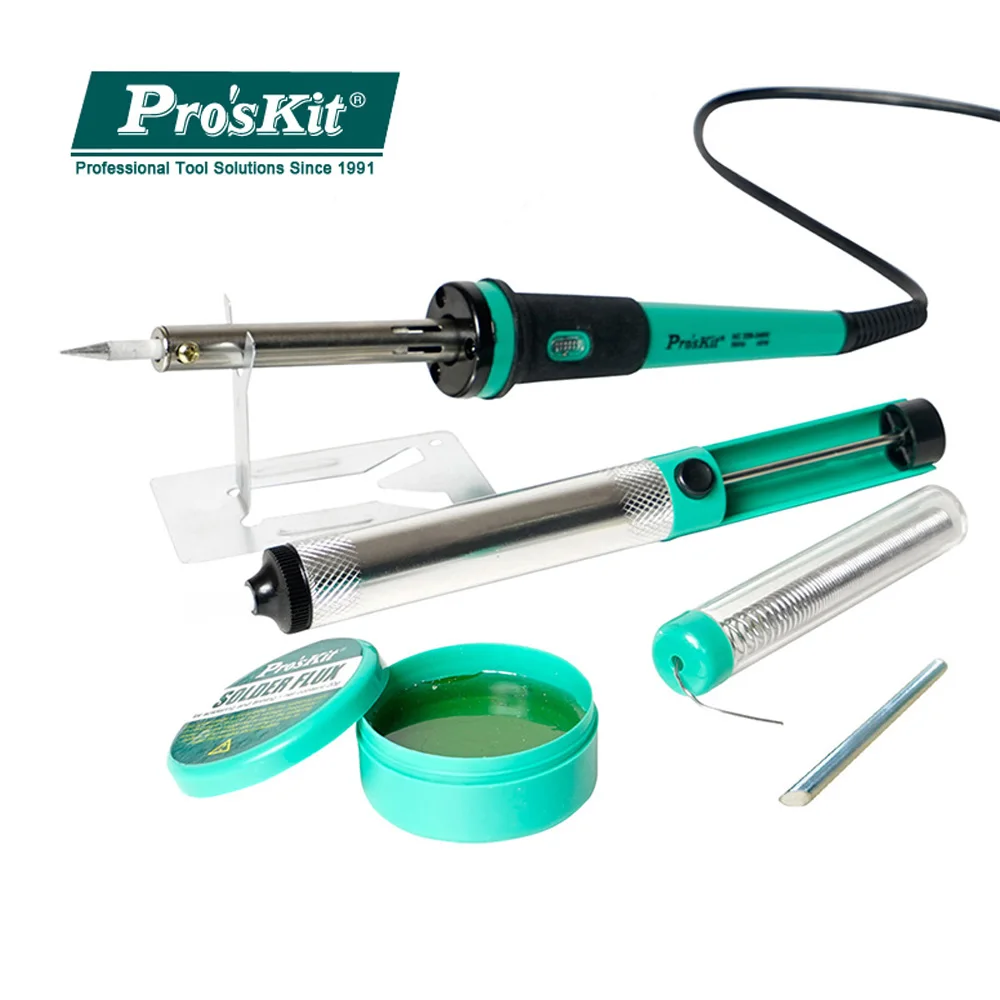 Pro'skit PK-916G 6 в 1 Электропаяльник набор паяльных инструментов набор с флюсом припой проволока всасывающее Оловянное устройство Подставка для утюга