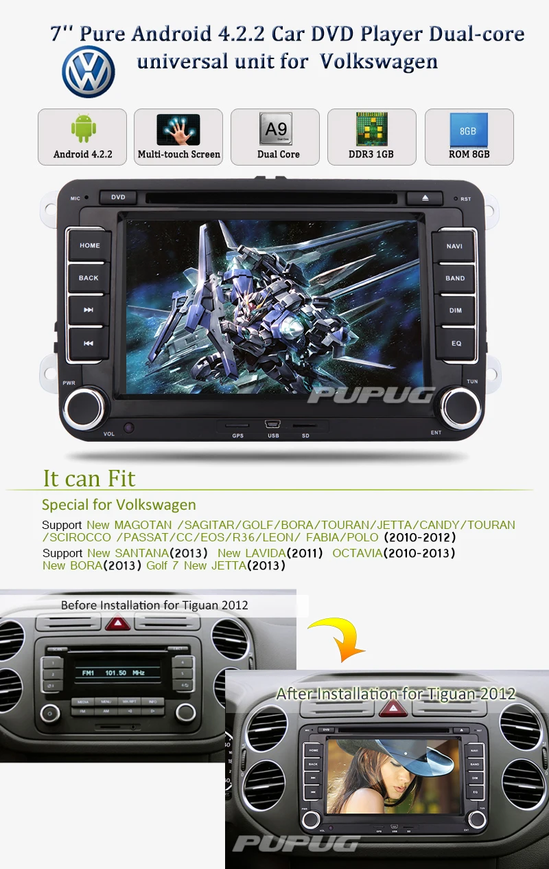 Flash Deal System USB Android 5.1 Car DVD Player Can Bus 4-CORE APP Auto For VW Volkswagen Autoradio GPS NAVI Radio Stereo 1080P Bluetooth 0