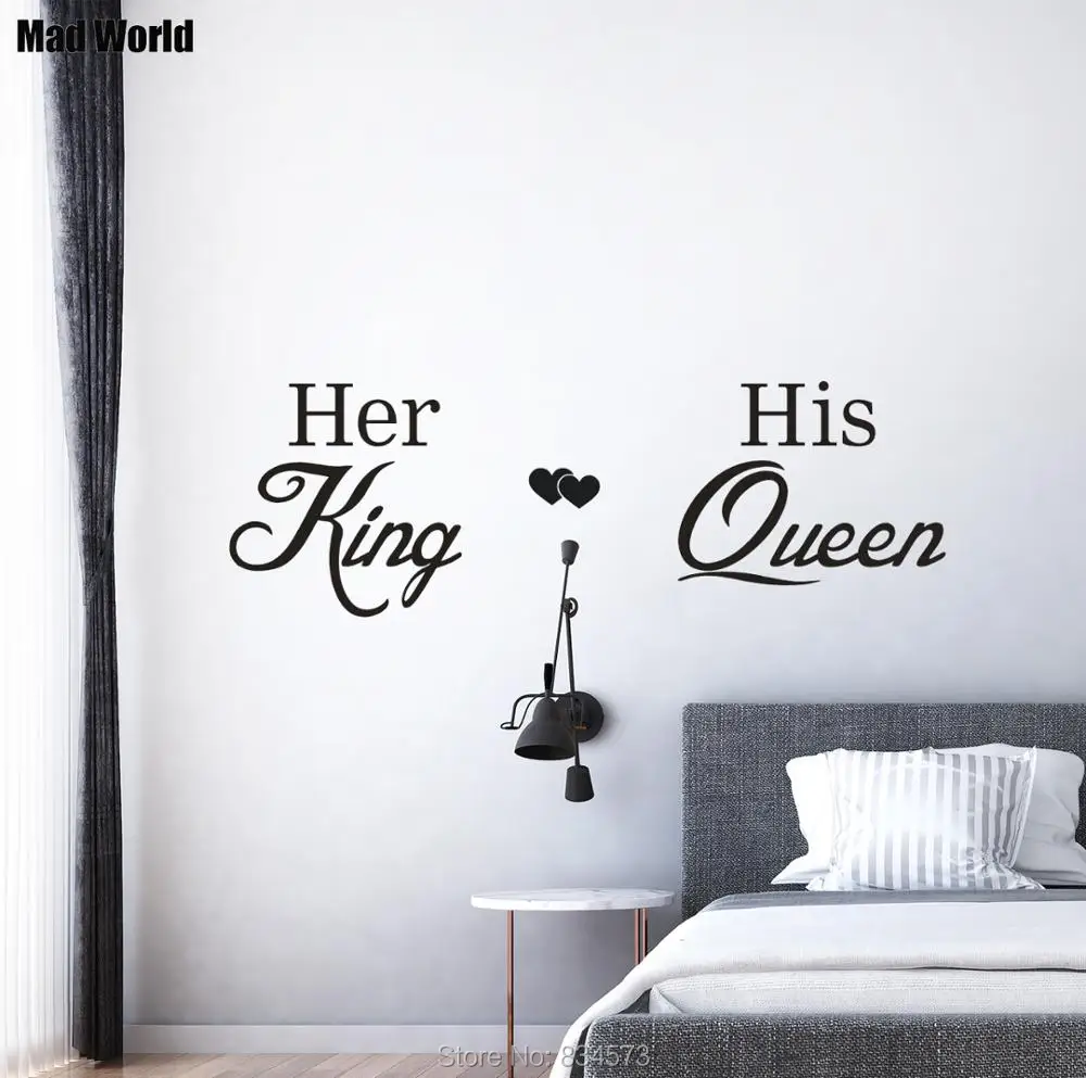 Mad World Her King His Queen Love Wall Art Stickers Wall Decal Home DIY