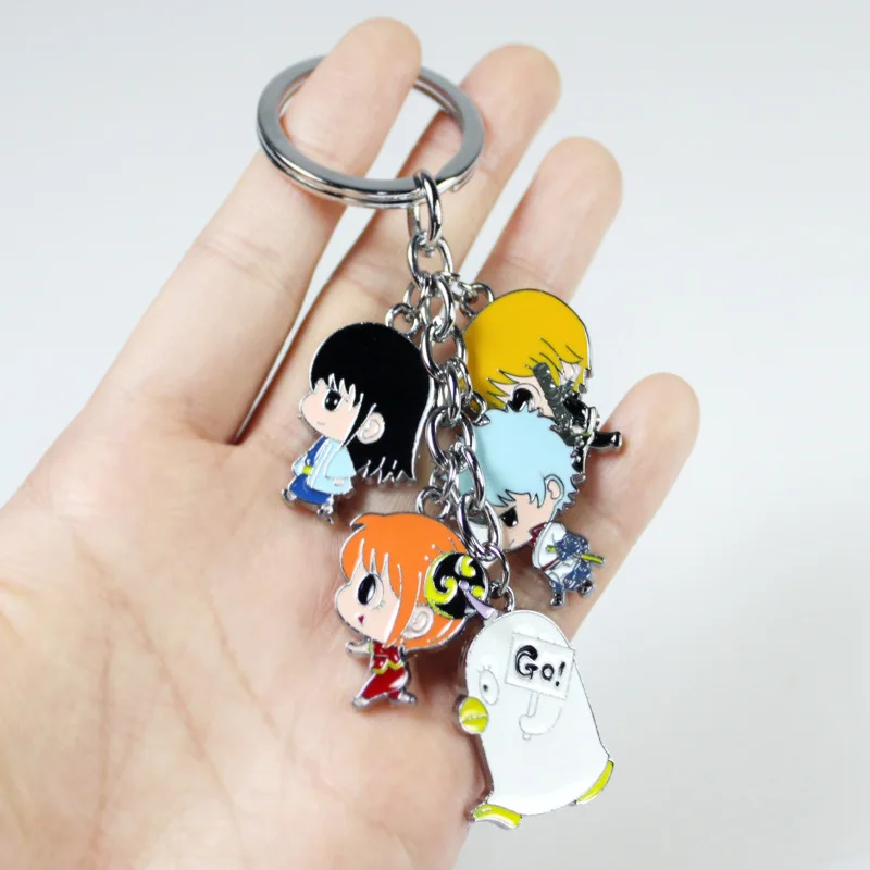 

GINTAMA Cosplay Anime Metal Keychain with Sakata Gintoki/Kagura/Sadaharu Colorful Pendants for Fashion Accessories