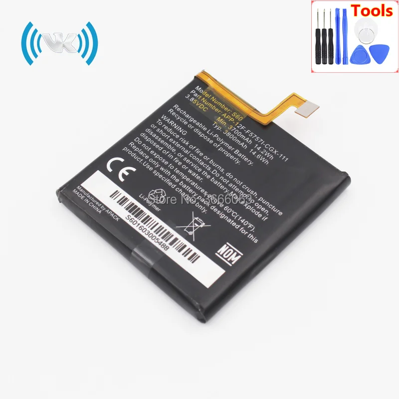 

VK New 3800mAh/14.6Wh 3.8V S60 Replacement Battery for Caterpillar CAT S60 Mobile Phone Rechargeable Li-polymer Inbuilt Bateria