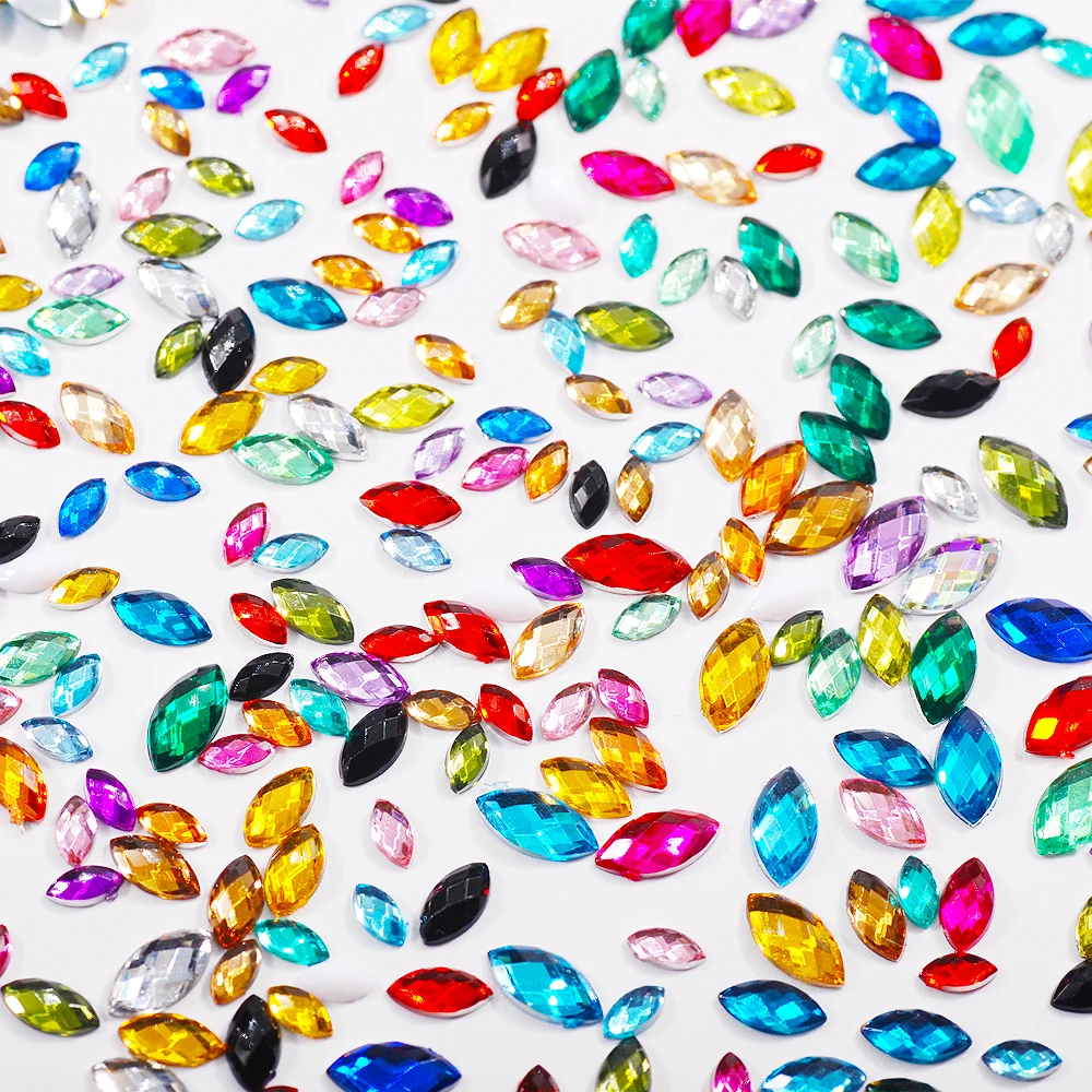 

Wholesale 5000pcs/bag 5*10mm Acrylic Horse eye Crystal Rhinestones Flatback Glue On Nail Art Decorative Strass Stone