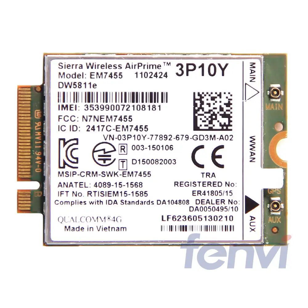 Sierra EM7455 DW5811e 4G LTE WWAN модуль карты GOBI6000 3P10Y Qualcomm lte модуль NGFF Quad-band HSDPA/UMTS/HSPA+ GPRS/EDGE/gps