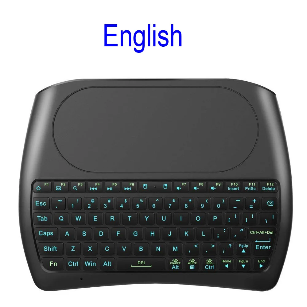 7 цветов с подсветкой D8 Pro 2,4 ггц беспроводная мини-клавиатура английский русский Air mouse тачпад контроллер для Android tv BOX PC i8 plus - Цвет: English D8 Pro