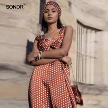 SONDR Polka Dot Hollow Out Women Jumpsuits High Waist Sleeveless Off Shoulder Female Jumpsuit Summer Sexy Fashion 2019 SONDR Polka Dot Hollow Out Women Jumpsuits High Waist Sleeveless Off Shoulder Female Jumpsuit Summer Sexy Fashion 2019