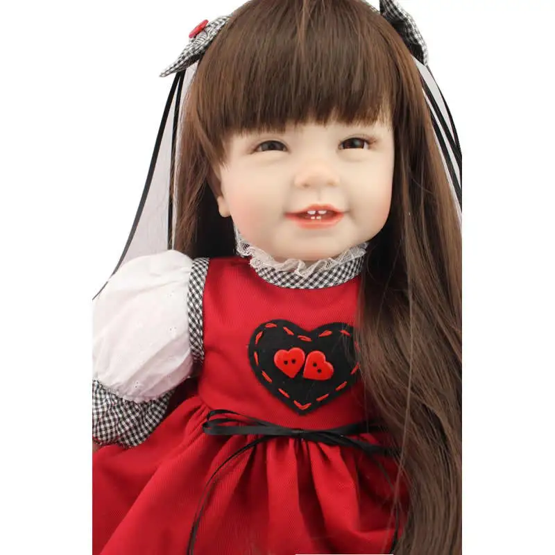 

Handmade Smiling Reborn Dolls Girl 22 inch Real Silicone Newborn Toddler Doll Lifelike Baby Kids Birthday Xmas Gift