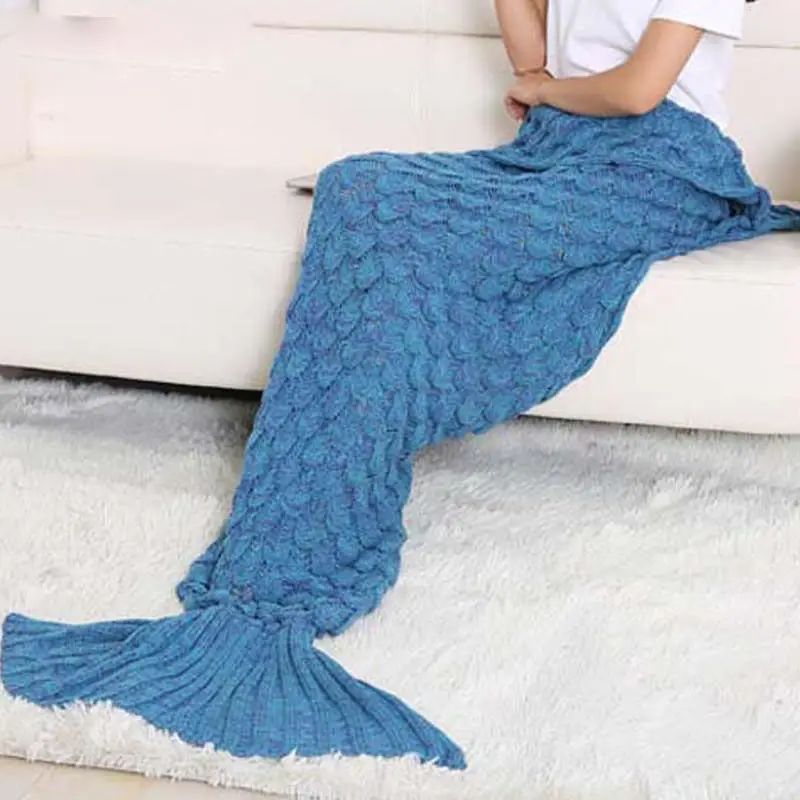 Одеяло «хвост русалки» для дивана теплое одеяло ручной вязки крючком для дивана для взрослых USXN