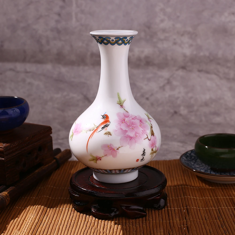 Традиционный китайский белое синее фарфоровое керамика ваза для цветов Винтаж Классический завод Настольная Ваза офис украшения