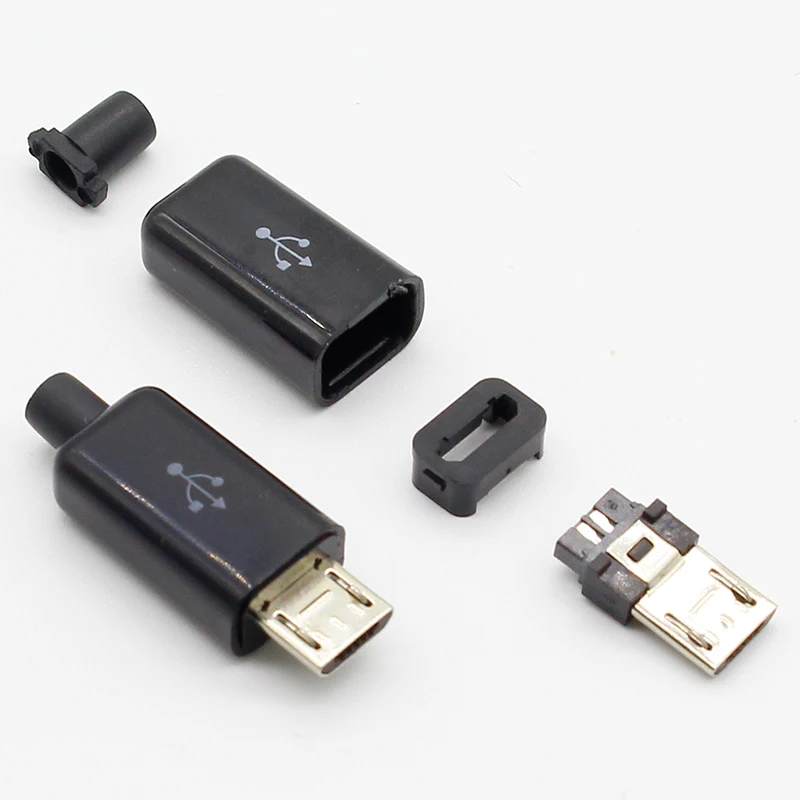 10 шт. DIY Micro USB Тип B папа 5 контактов четыре в сборе разъем штепсельная