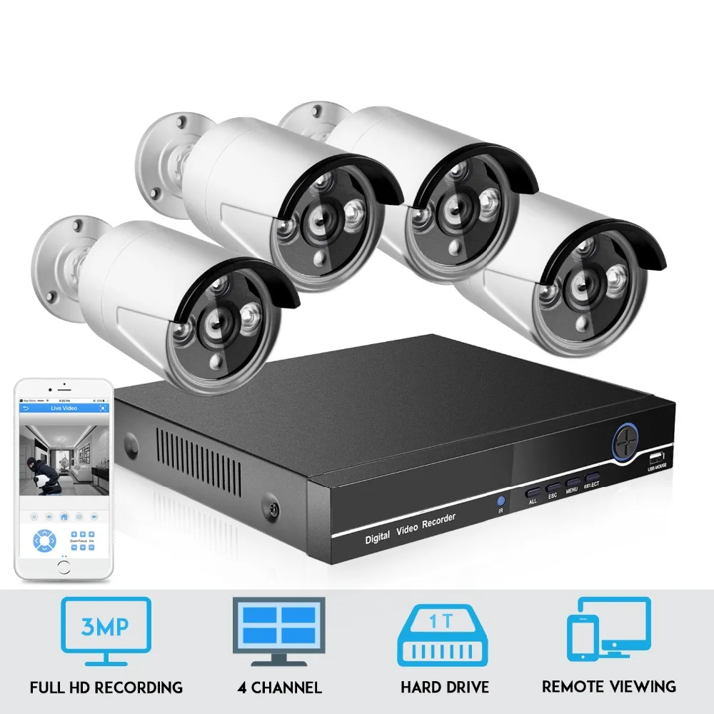 Besder 4CH 1080P POE NVR CCTV система безопасности 4 шт. 2-мегапиксельная запись POE ip-камера ИК Открытый водонепроницаемый комплект видеонаблюдения 1 ТБ HDD