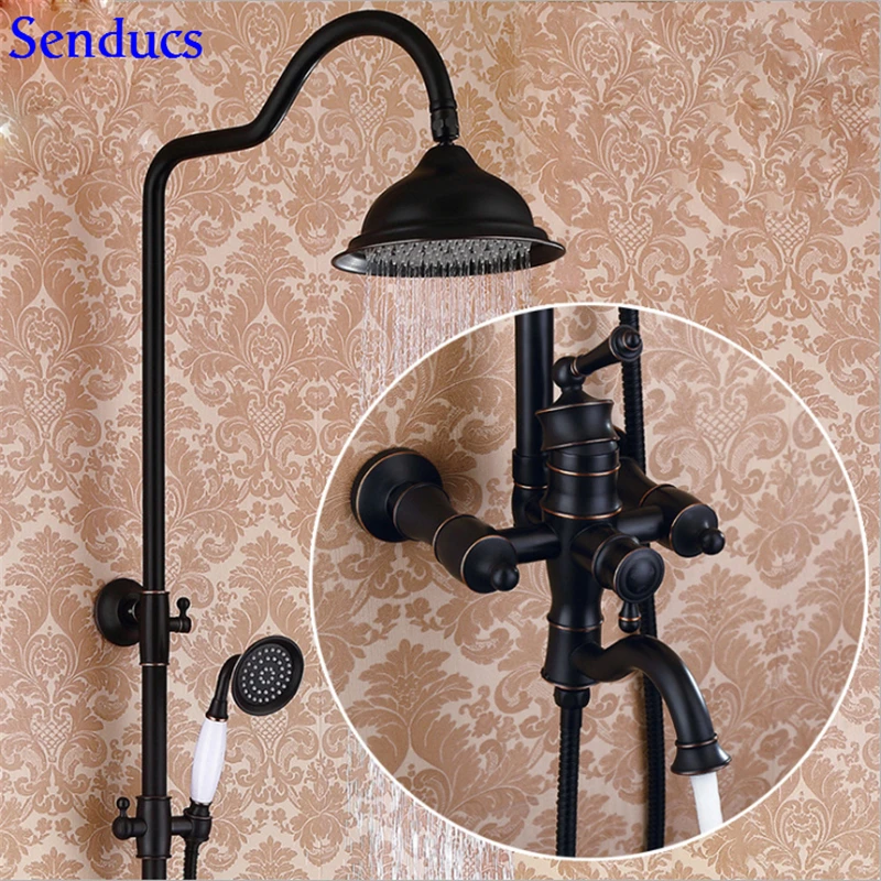 Senducs Black Shower Set For Luxury European Bathroom Shower System