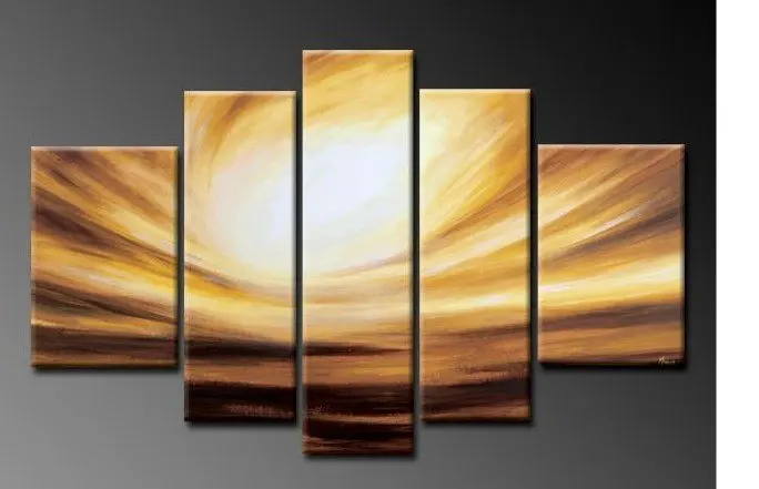 

hand-painted oil wall Dusk sky home decoration Landscape Framed oil painting on canvas 5pcs/set wood framed mixorde