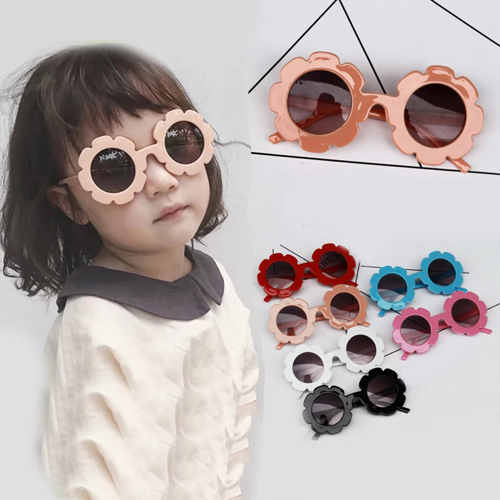 New Lovely Protection Sun Glasses Toddlers Boys Kids Shades Flowers Adorable Cute Plastic Made Sunglasses